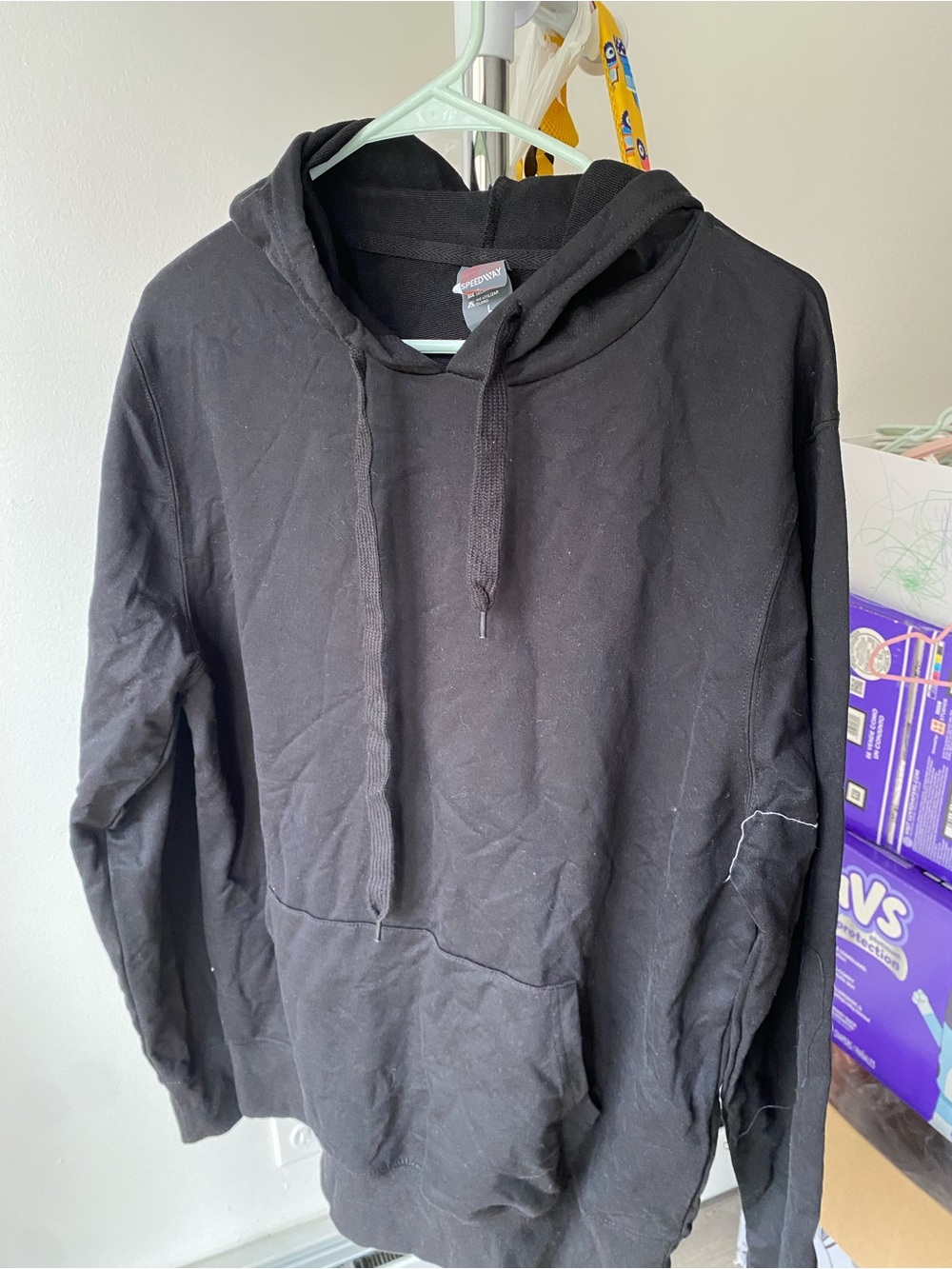 Speedway Black Hooded Pullover Sweatshirt